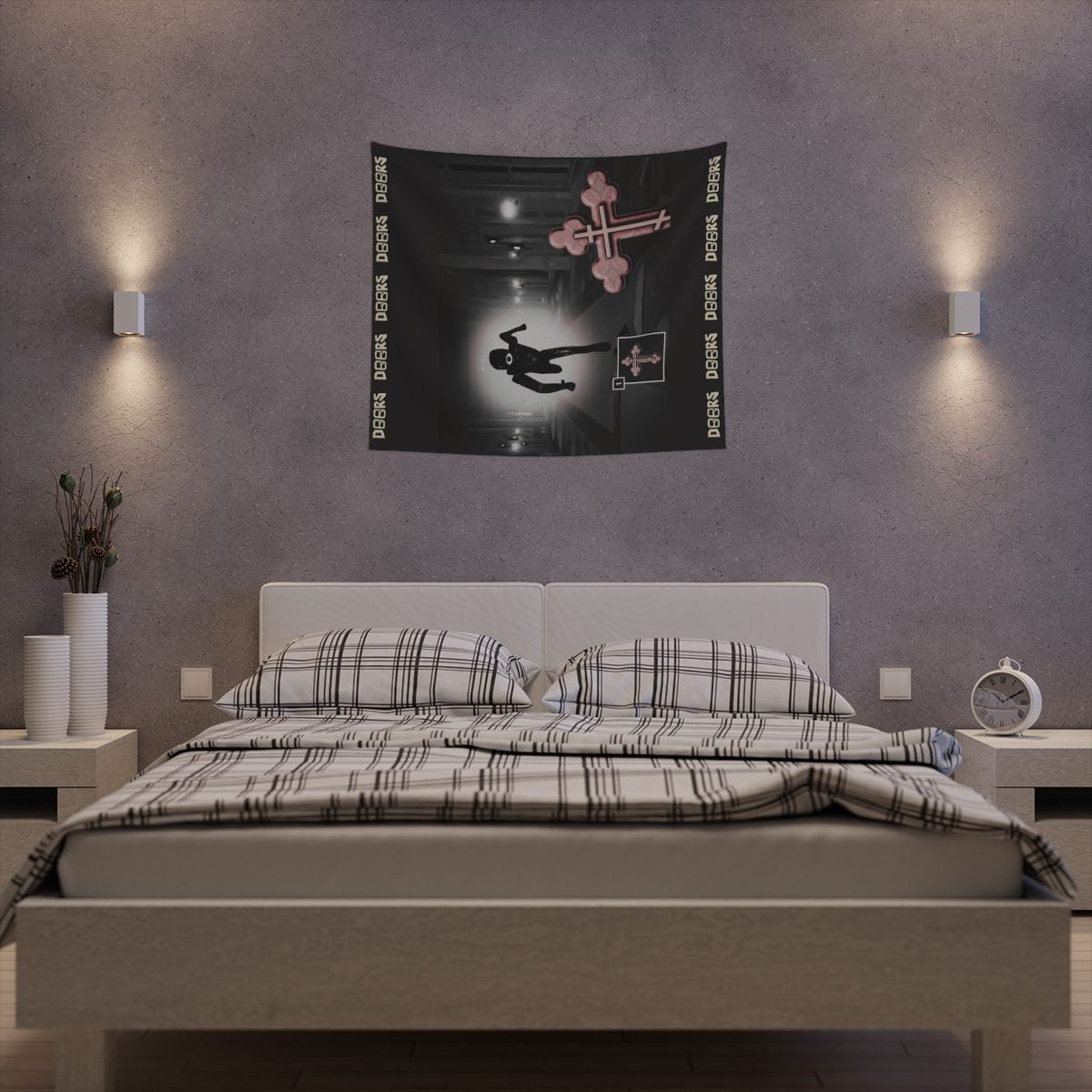 Roblox DOORS Horror Tapestries Crucifix Item Against Seek Printed Wall Tapestry for Halloween Cool Kiddo 32