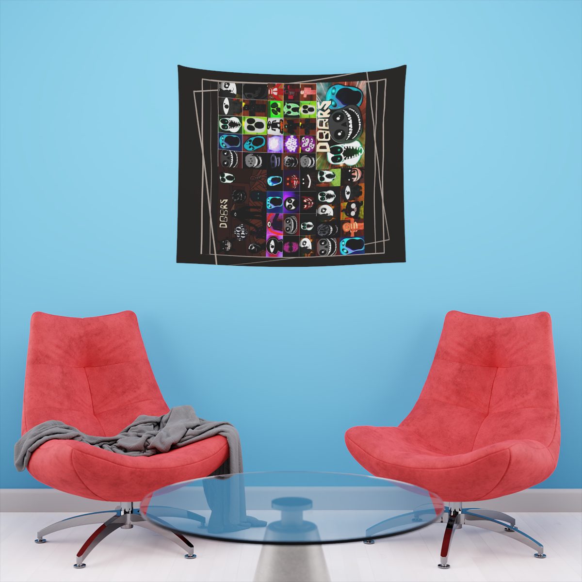 Invite your friends to a terrifying Halloween party with the DOOR ROBLOX horror tapestries.  Printed Wall Tapestry Cool Kiddo 16
