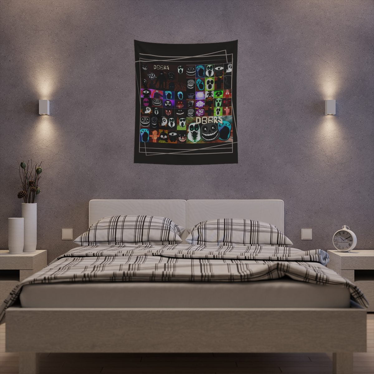 Invite your friends to a terrifying Halloween party with the DOOR ROBLOX horror tapestries.  Printed Wall Tapestry Cool Kiddo 18