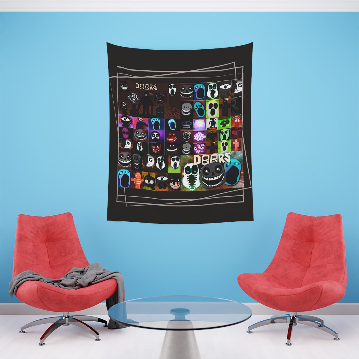 Invite your friends to a terrifying Halloween party with the DOOR ROBLOX horror tapestries.  Printed Wall Tapestry Cool Kiddo 26