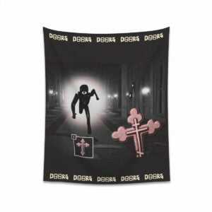 Roblox DOORS Horror Tapestries Crucifix Item Against Seek Printed Wall Tapestry for Halloween Cool Kiddo 10