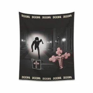 Roblox DOORS Horror Tapestries Crucifix Item Against Seek Printed Wall Tapestry for Halloween Cool Kiddo