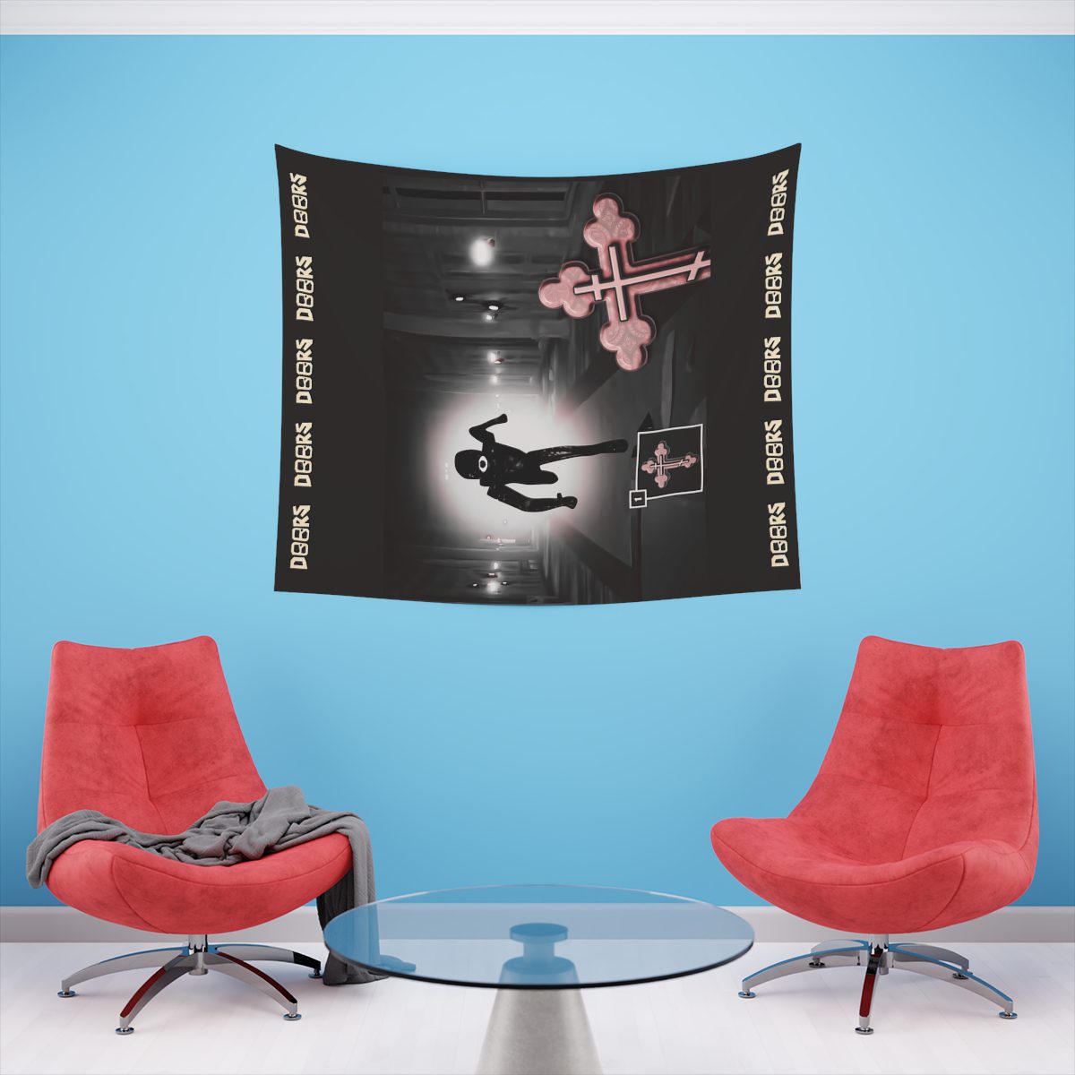 Roblox DOORS Horror Tapestries Crucifix Item Against Seek Printed Wall Tapestry for Halloween Cool Kiddo 16