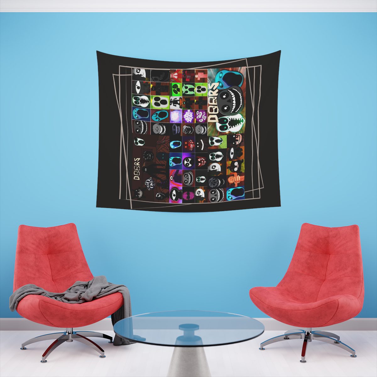 Invite your friends to a terrifying Halloween party with the DOOR ROBLOX horror tapestries.  Printed Wall Tapestry Cool Kiddo 28
