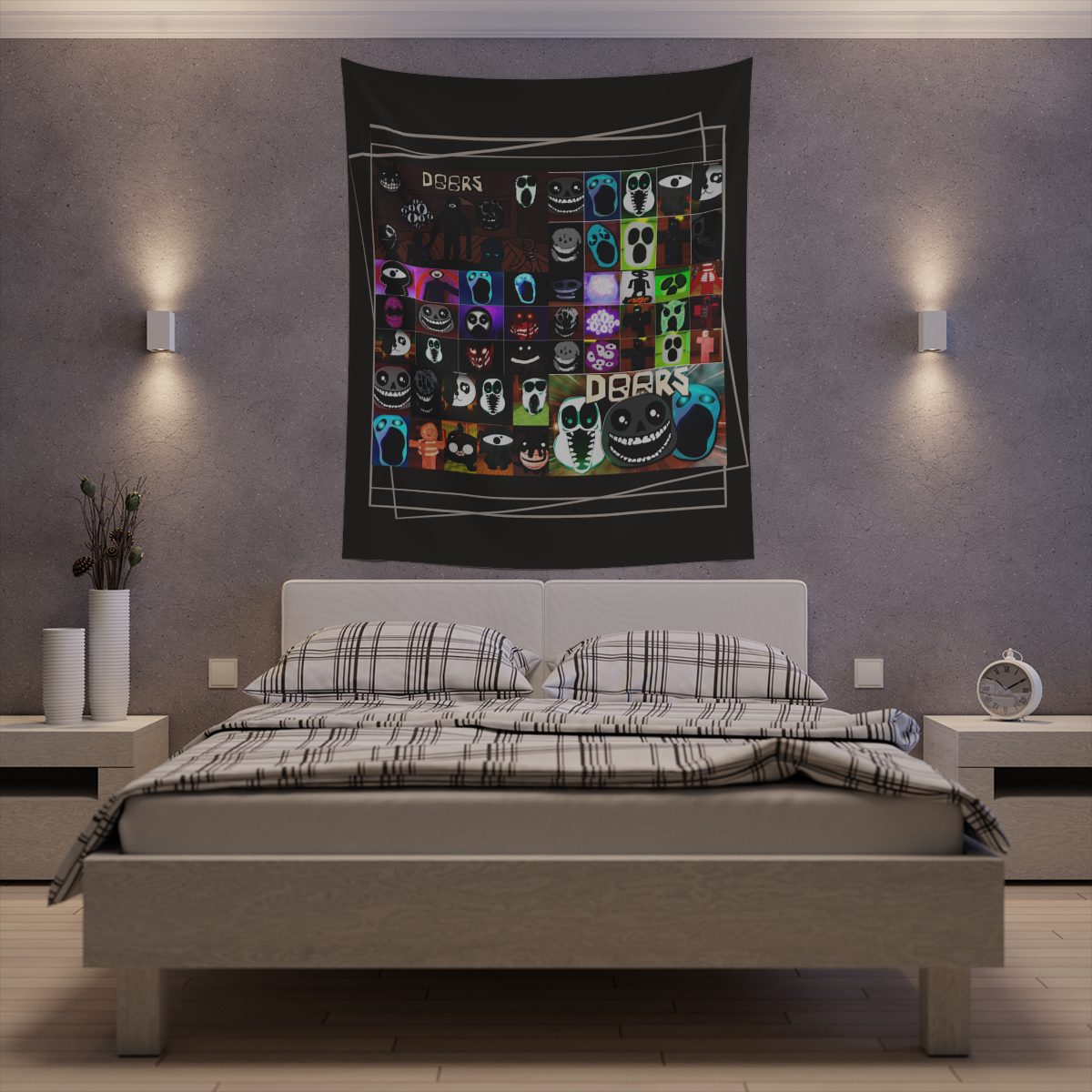 Invite your friends to a terrifying Halloween party with the DOOR ROBLOX horror tapestries.  Printed Wall Tapestry Cool Kiddo 30