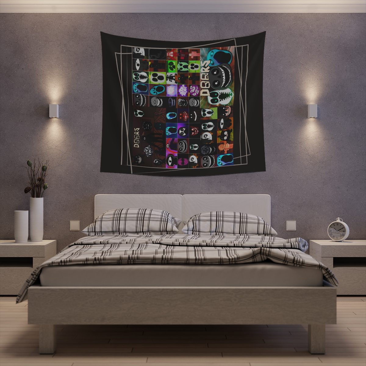 Invite your friends to a terrifying Halloween party with the DOOR ROBLOX horror tapestries.  Printed Wall Tapestry Cool Kiddo 32
