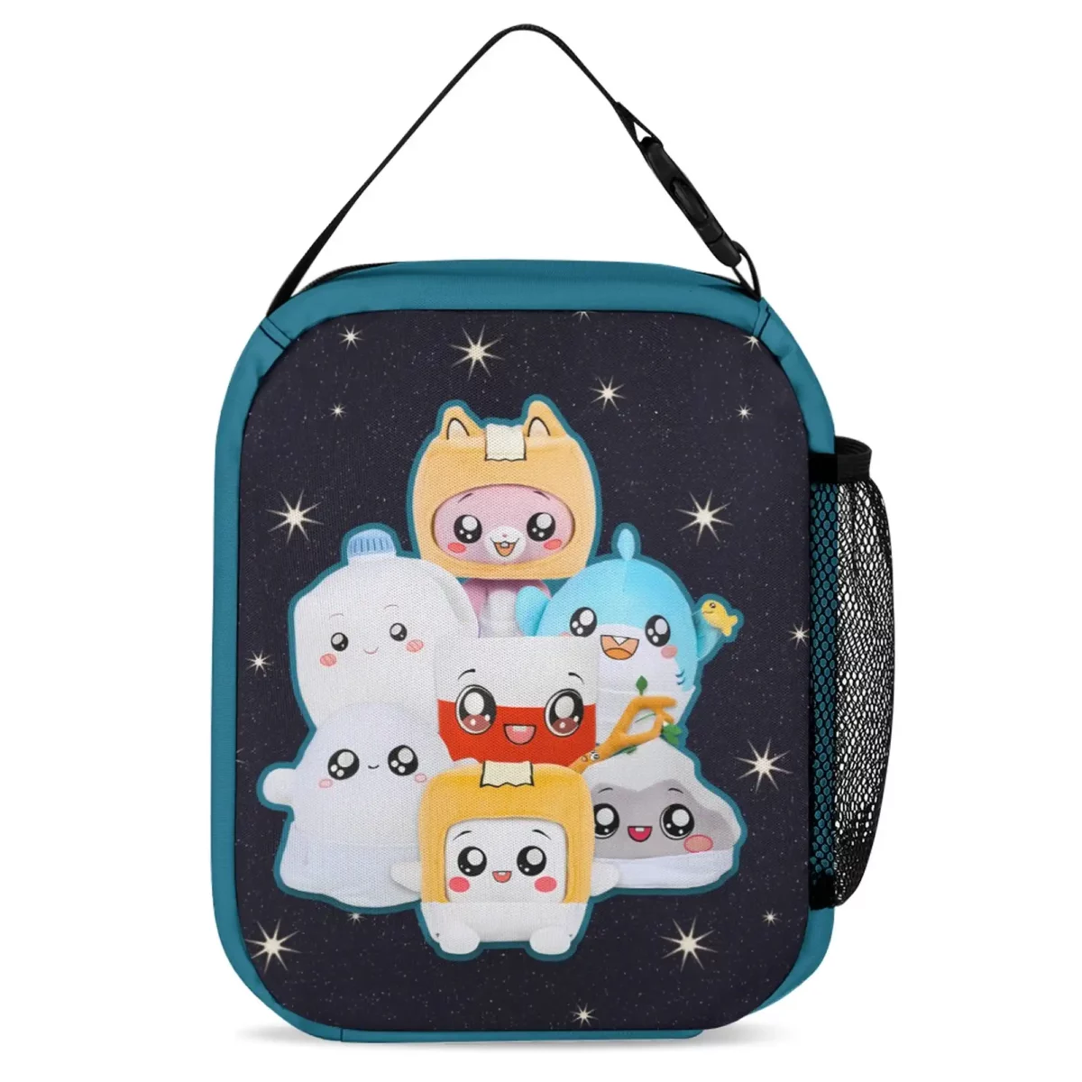 LANKYBOX Three-Piece Set – Book Bag, Lunch Bag, and Pencil Case – Black and Blue, Foxy, Boxy Characters Backpack Cool Kiddo 18