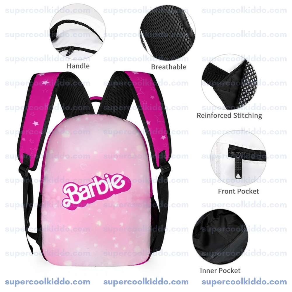 Book Bag Customizable Name Barbie Pink and Fuchsia Backpack