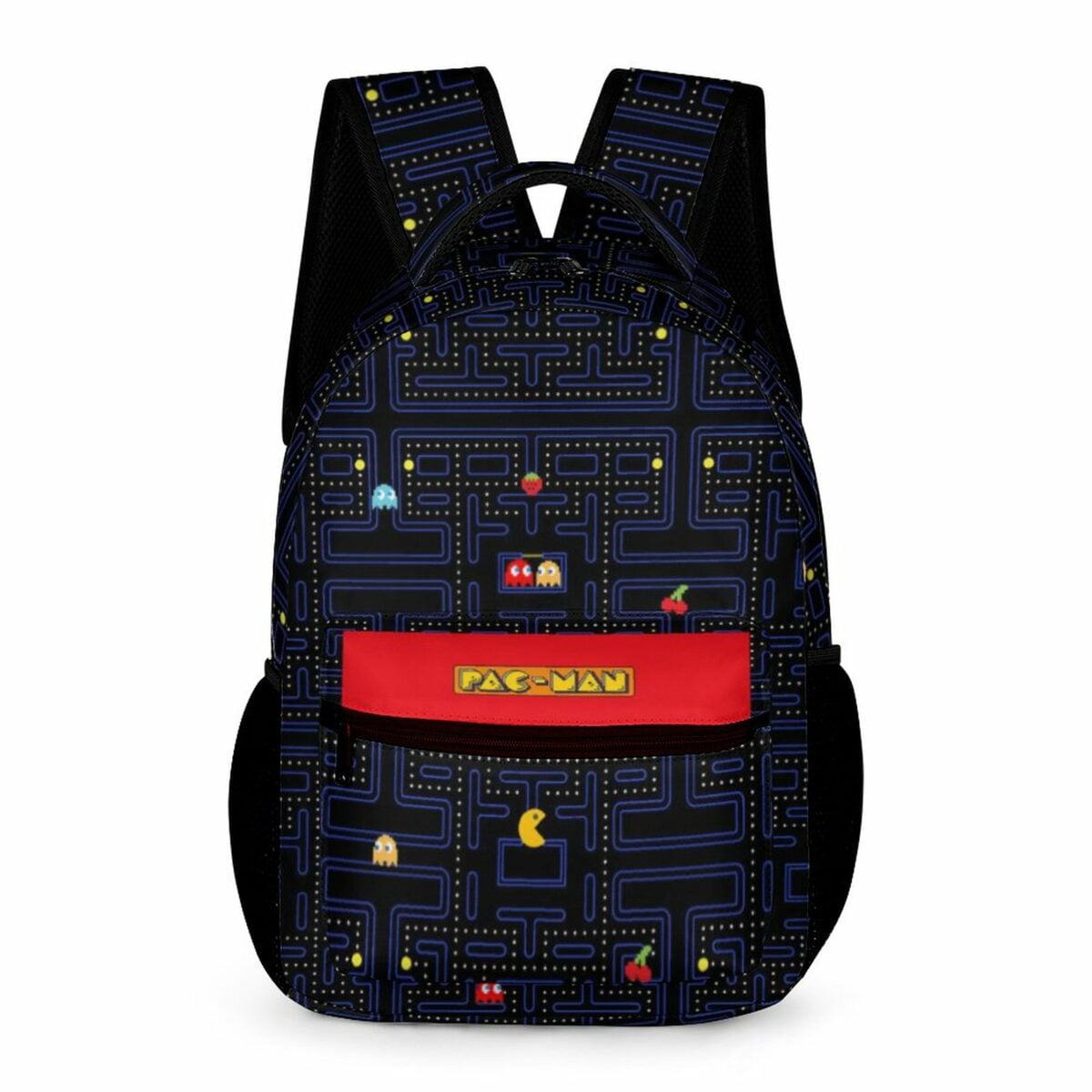 Pac-Man Retro Videogame Black Backpack Lightweight Waterproof Adjustable Straps Cool Kiddo 12