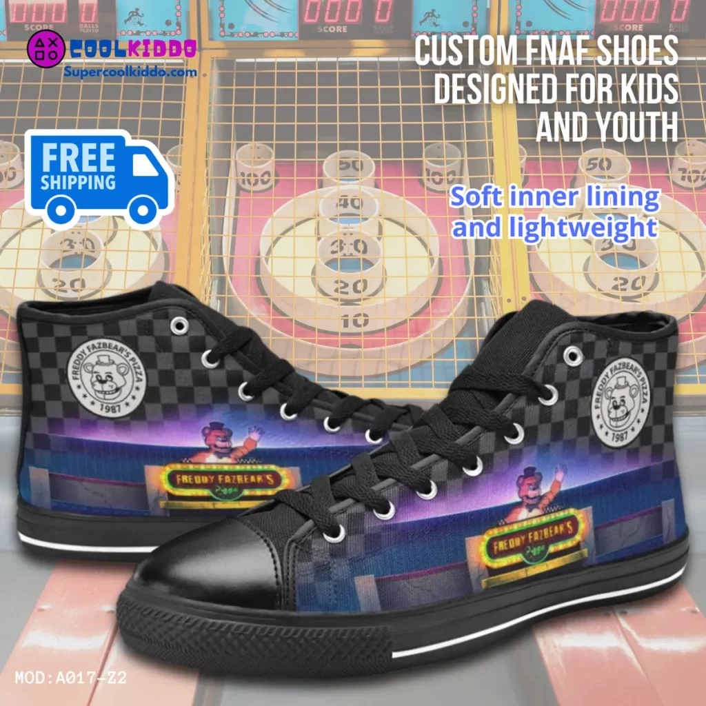 Five Nights at Freddy's Movie Inspired High Top Shoes for Kids/Youth - Sneakers, Horror FNAF Movie Characters