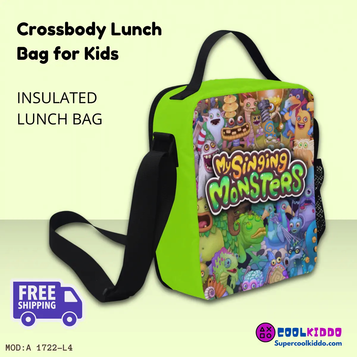 My Singing Monsters Insulated Lunch Bag, Personalized, Nylon Construction, Easy to Clean, Kids Lunchbox Cool Kiddo 12