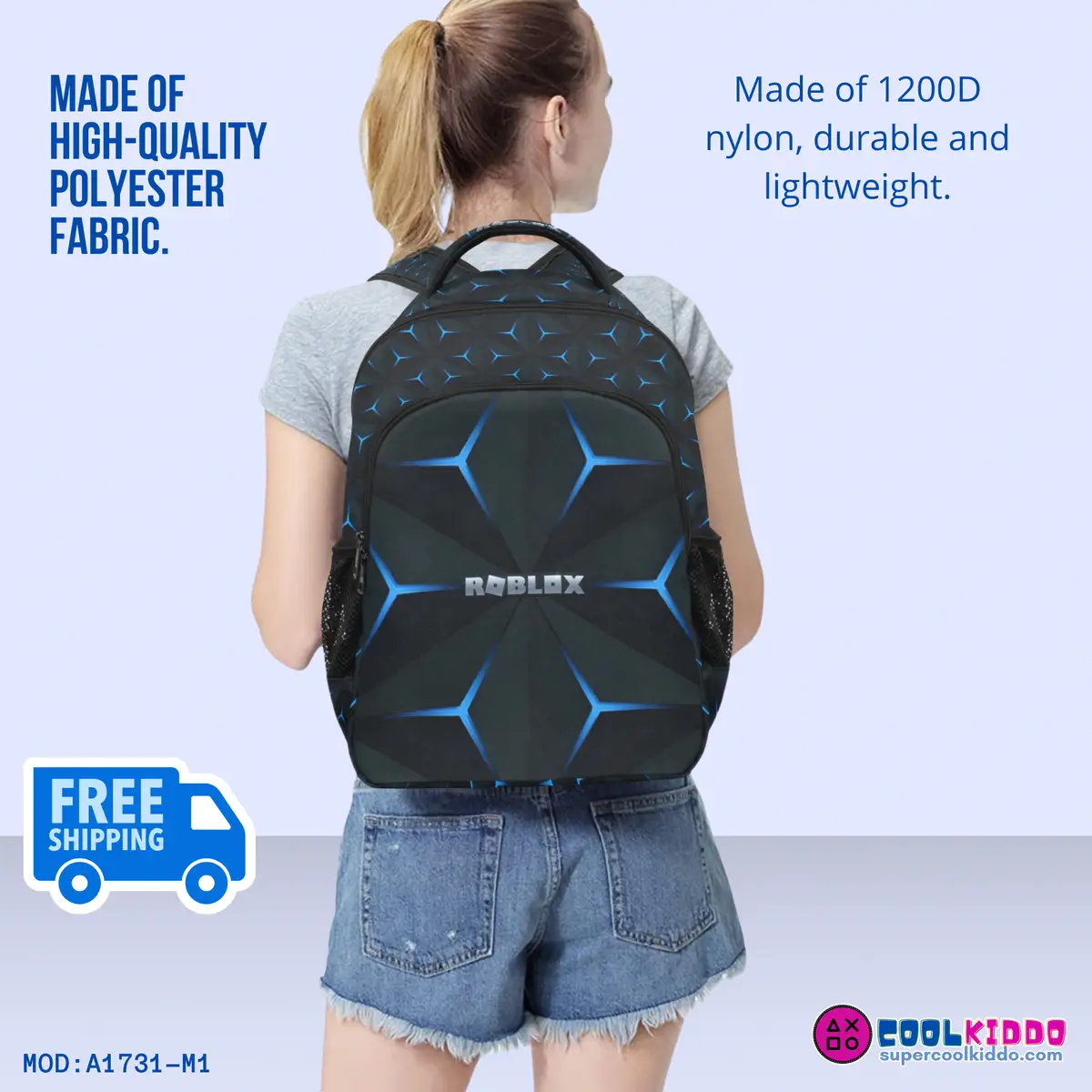 Roblox Inspired Geometric Black Backpack – Video Game Print Cool Kiddo 20