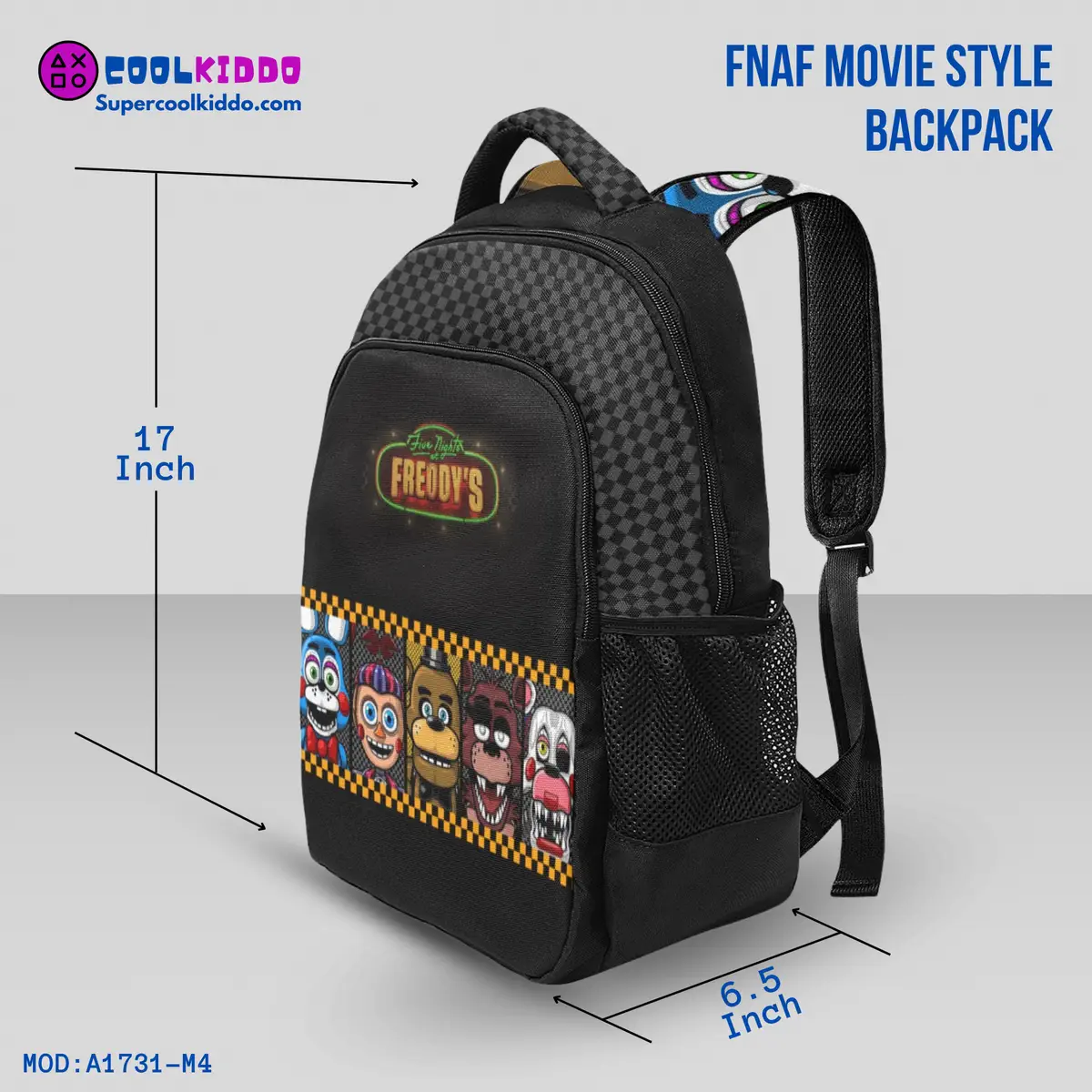 Five Nights at Freddy’s Movie Inspired Black Backpack, Horror Characters, Tablet Sleeve, Multi-Compartment Cool Kiddo 20