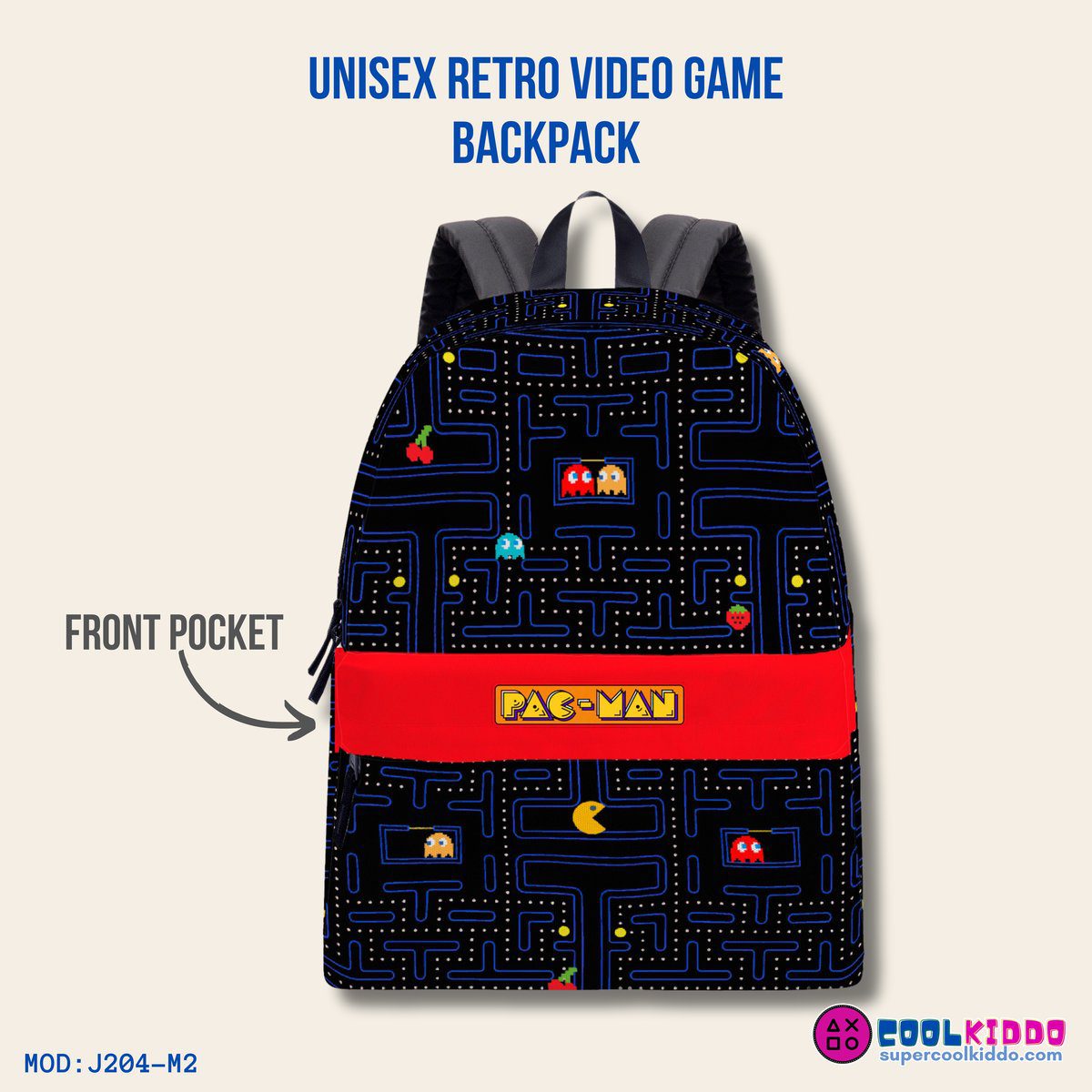 Pac-Man Retro Videogame Black Backpack Cool Kiddo 20