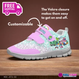Customizable Gecko’s Garage Kids Velcro Shoes, Pink and Green Cool Kiddo