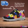 Customizable Rainbow Friends Kids Velcro Shoes, Multicolor and Black Cool Kiddo 30