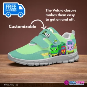 Customizable Name Gecko’s Garage Kids Velcro Shoes, Green Cool Kiddo