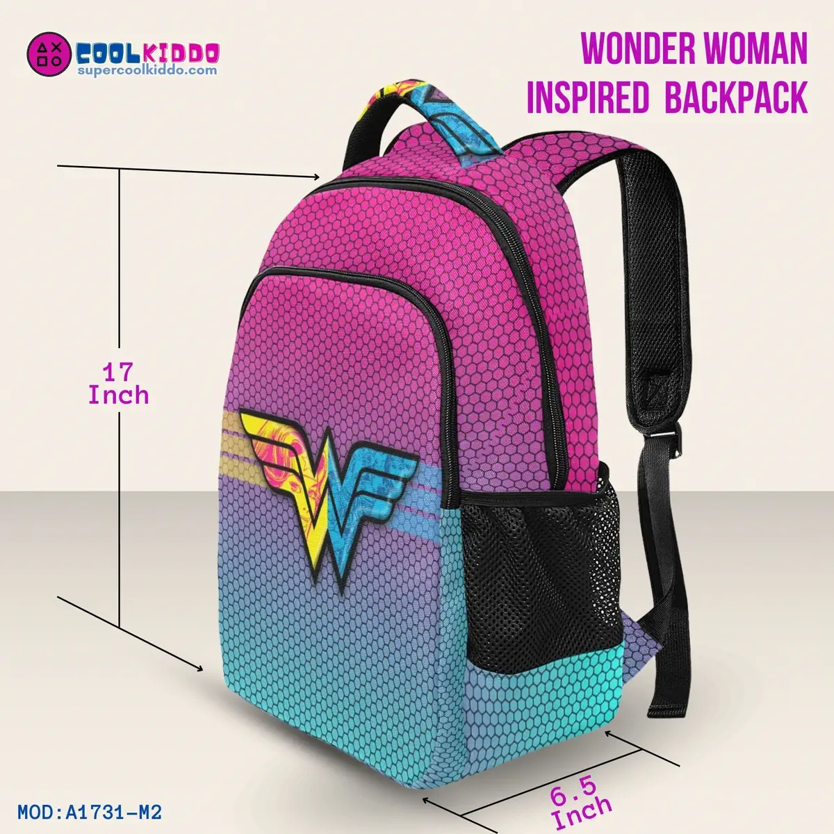 Wonder Woman Inspired Superhero Backpack – Multi-Compartment Cool Kiddo 18