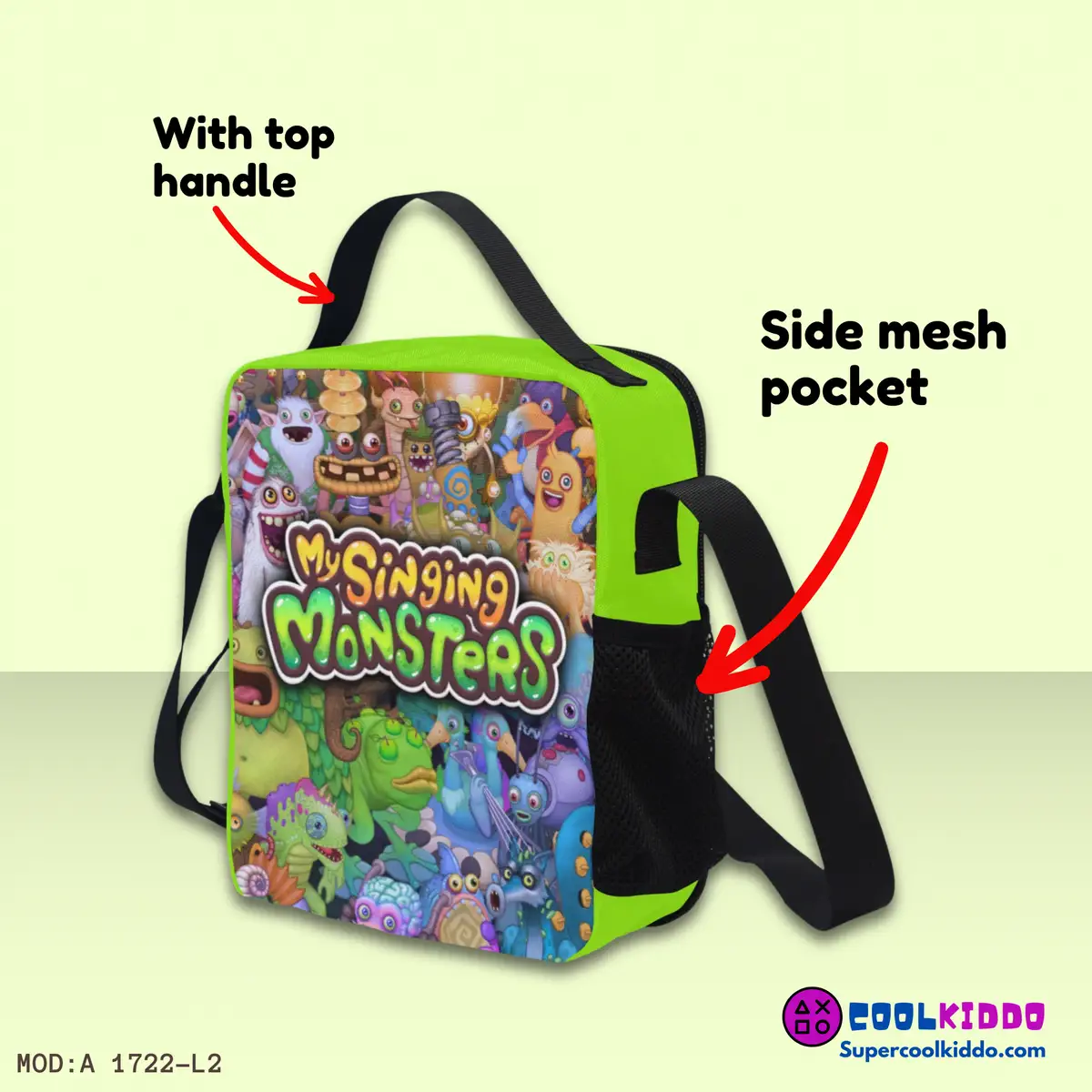 My Singing Monsters Insulated Lunch Bag, Personalized, Nylon Construction, Easy to Clean, Kids Lunchbox Cool Kiddo 16