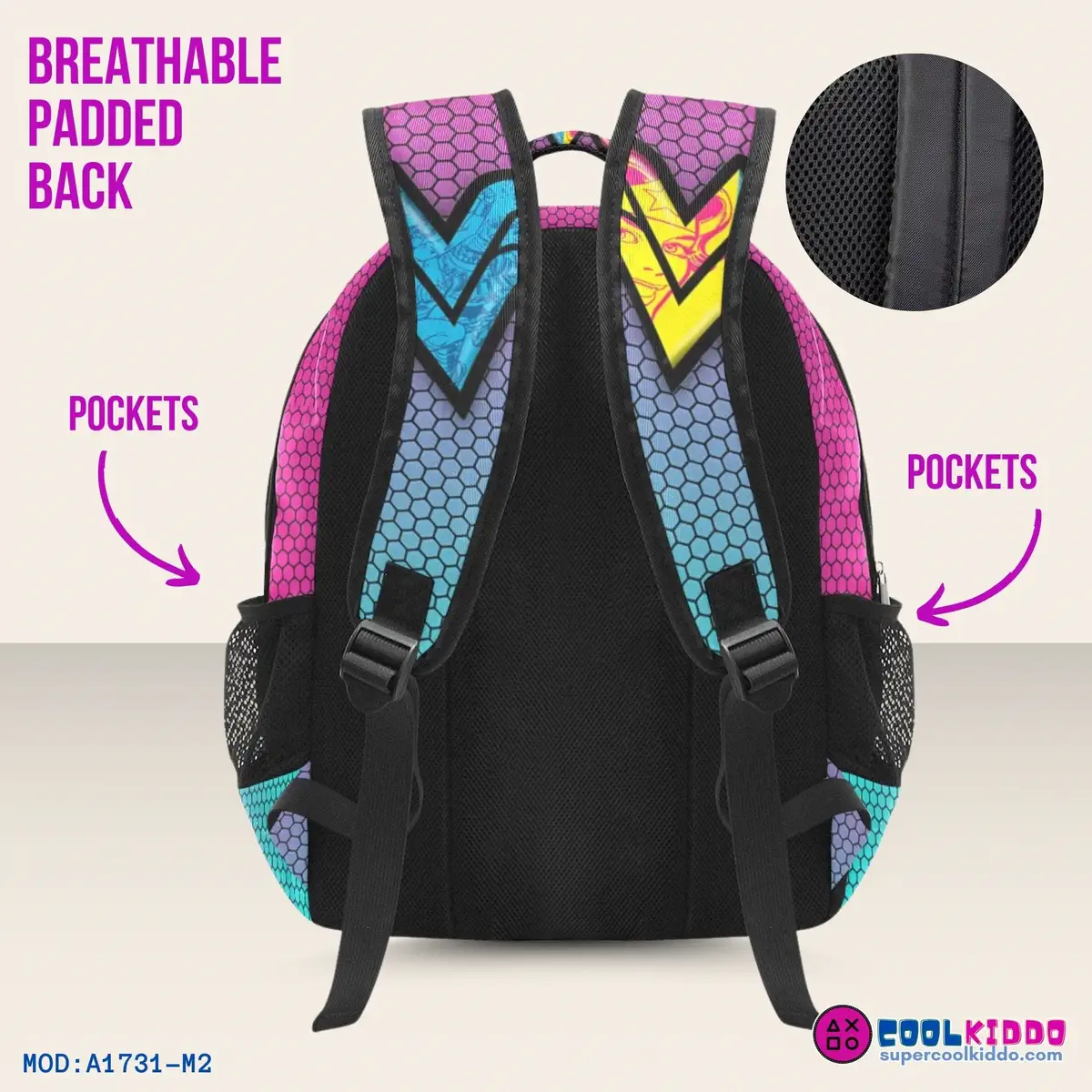 Wonder Woman Inspired Superhero Backpack – Multi-Compartment Cool Kiddo 14