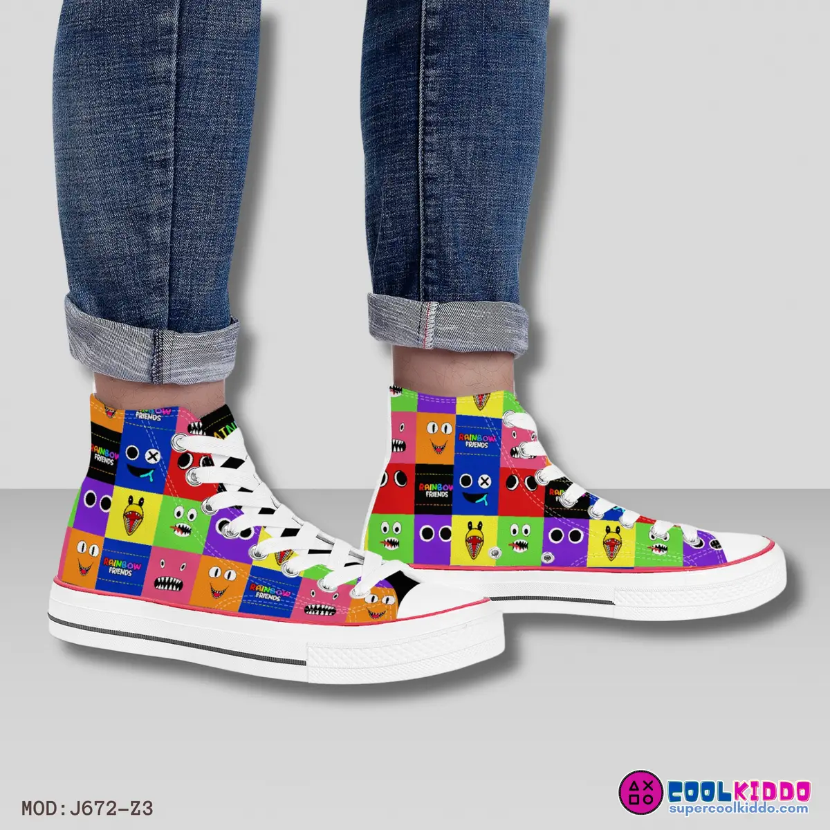 Roblox Rainbow Friends High-Top Sneakers – Canvas – Fun Character Print Cool Kiddo 14