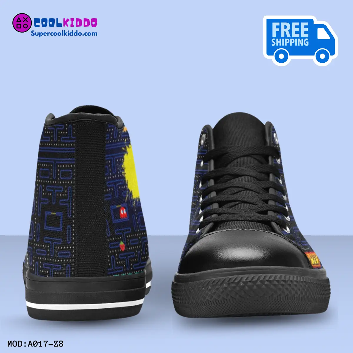 Pac Man Vintage Video Game High Top Sneakers – Custom Canvas Shoes for Kids/Youth Cool Kiddo 20