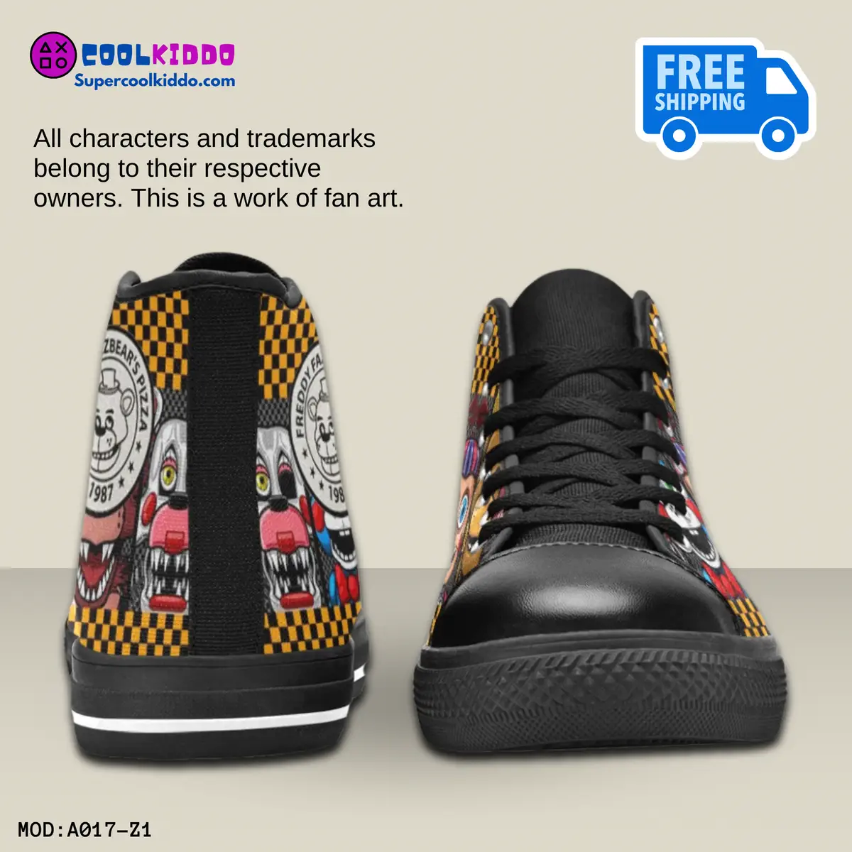 Five Nights at Freddy’s Movie Inspired High Top Shoes for Kids – Horror Characters Cool Kiddo 22