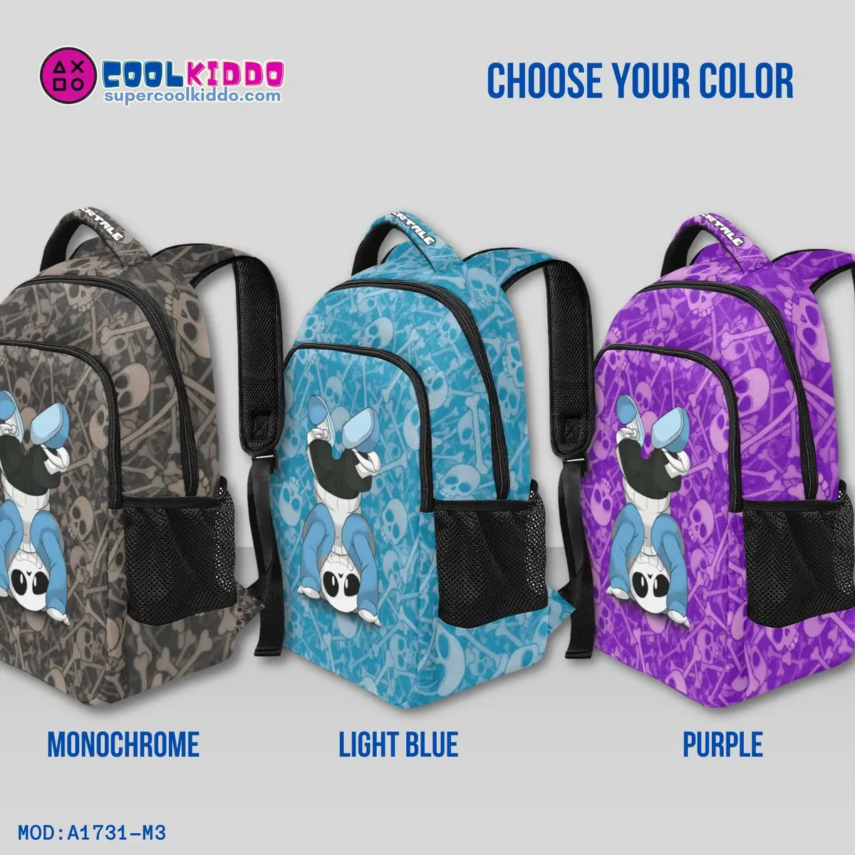 Undertale Video Game Backpack, Three Colors, Skull Print, Nylon Cool Kiddo 12