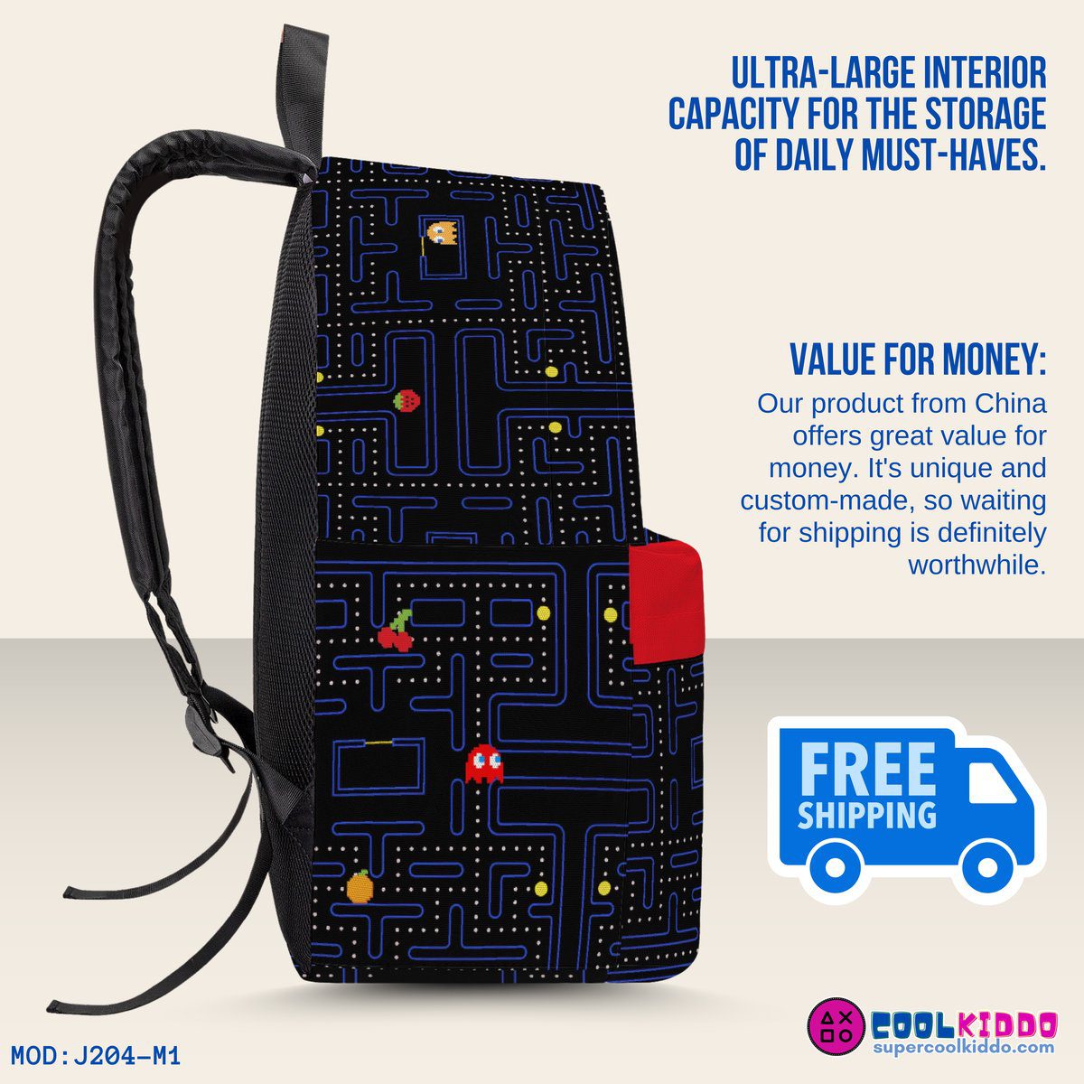 Pac-Man Retro Videogame Black Backpack