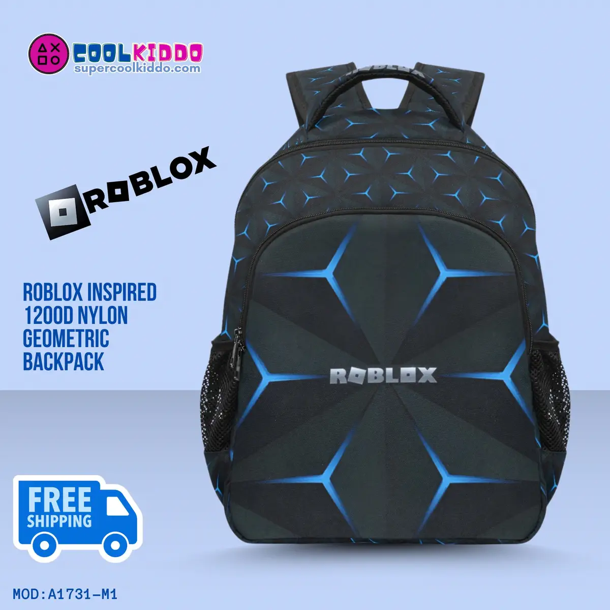 Roblox Inspired Geometric Black Backpack – Video Game Print Cool Kiddo 10