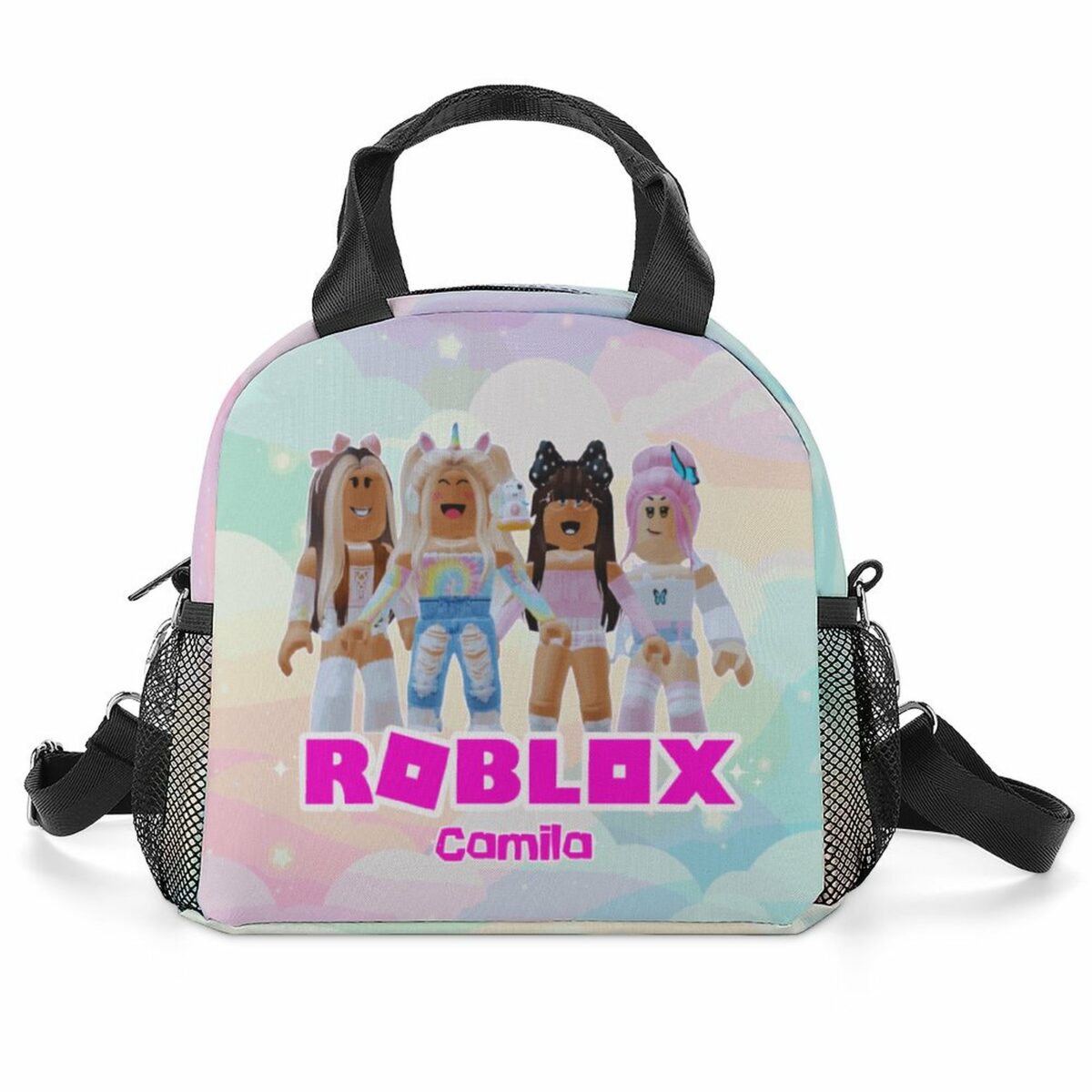 Customizable Name Roblox Girls Insulated Lunch Crossbody Bag with Strap for School, Beach, Picnic Cool Kiddo 10