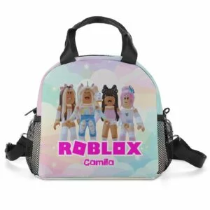 Customizable Name Roblox Girls Insulated Lunch Crossbody Bag with Strap for School, Beach, Picnic Cool Kiddo