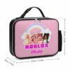 Personalized Name Roblox Girls Leather PU Leak-proof Lunch Bag with Detachable Buckled Handle Cool Kiddo 26