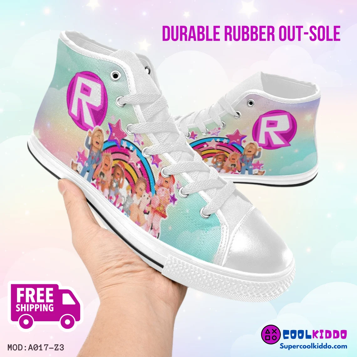 Roblox Girls Video Game High Top Sneakers – Custom Canvas Shoes for Kids/Youth Cool Kiddo 20