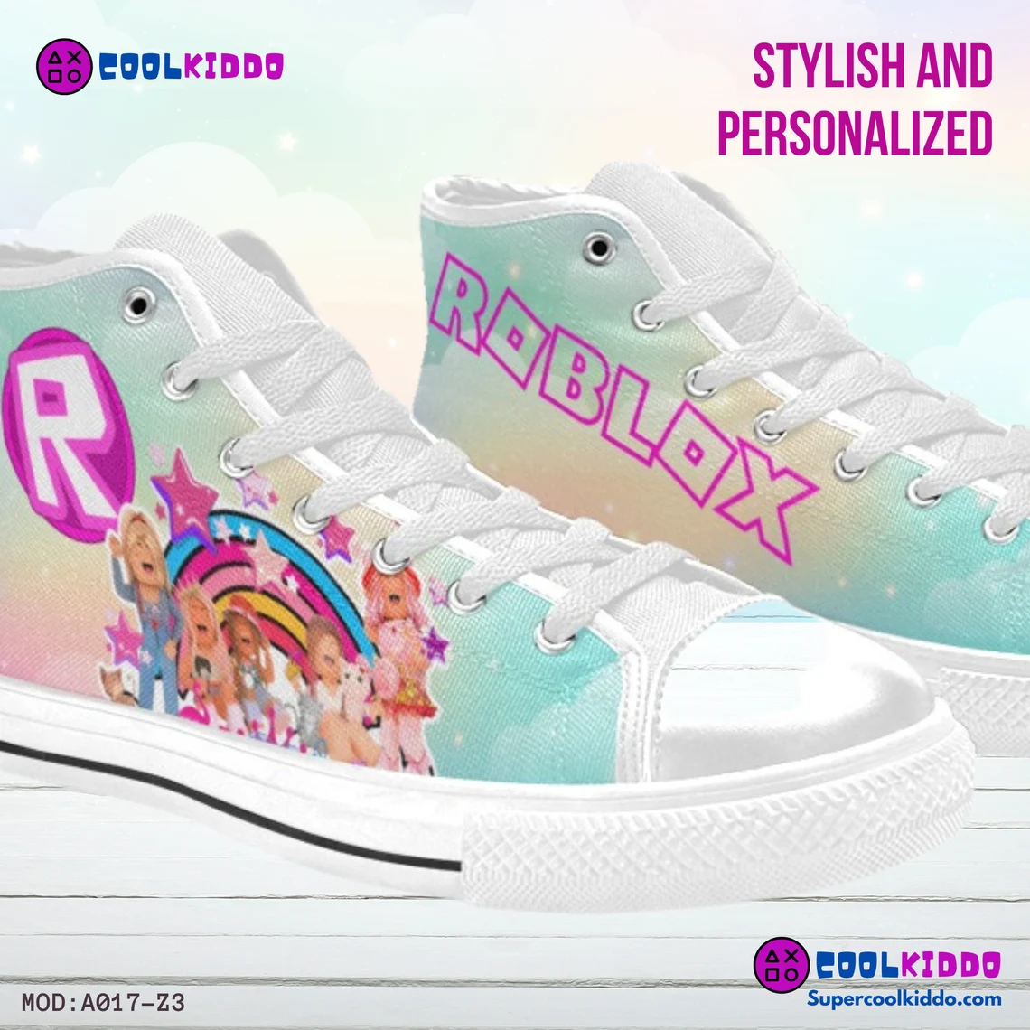 Roblox Girls Video Game High Top Sneakers – Custom Canvas Shoes for Kids/Youth Cool Kiddo 22