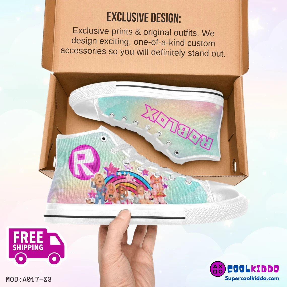 Roblox Girls Video Game High Top Sneakers – Custom Canvas Shoes for Kids/Youth Cool Kiddo 24