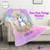 Personalized Unicorn Blanket with Pom Poms & Your Little Star’s Name Cool Kiddo