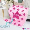 Barbie Star Pink Blanket with Pompom borders Personalized Name – Barbie style typography Cool Kiddo 24