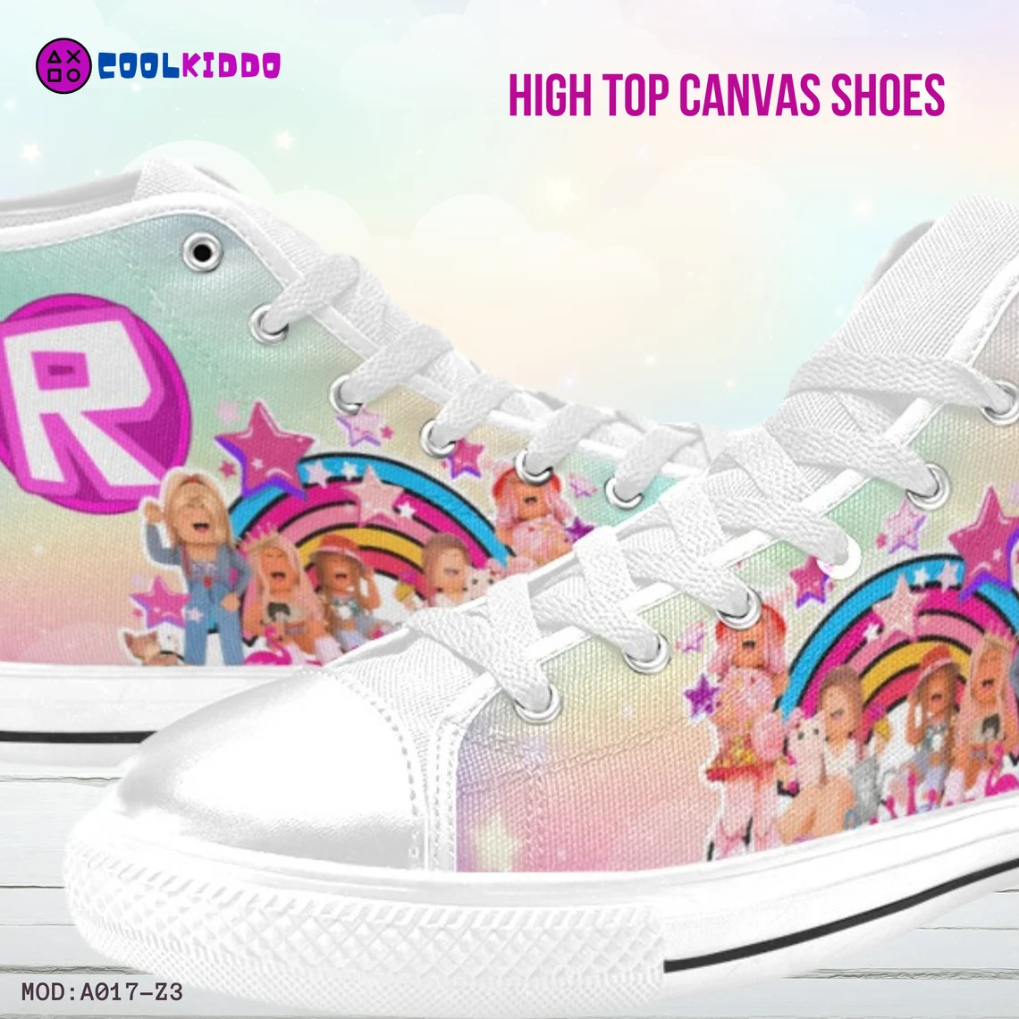Roblox Girls Video Game High Top Sneakers – Custom Canvas Shoes for Kids/Youth Cool Kiddo 10