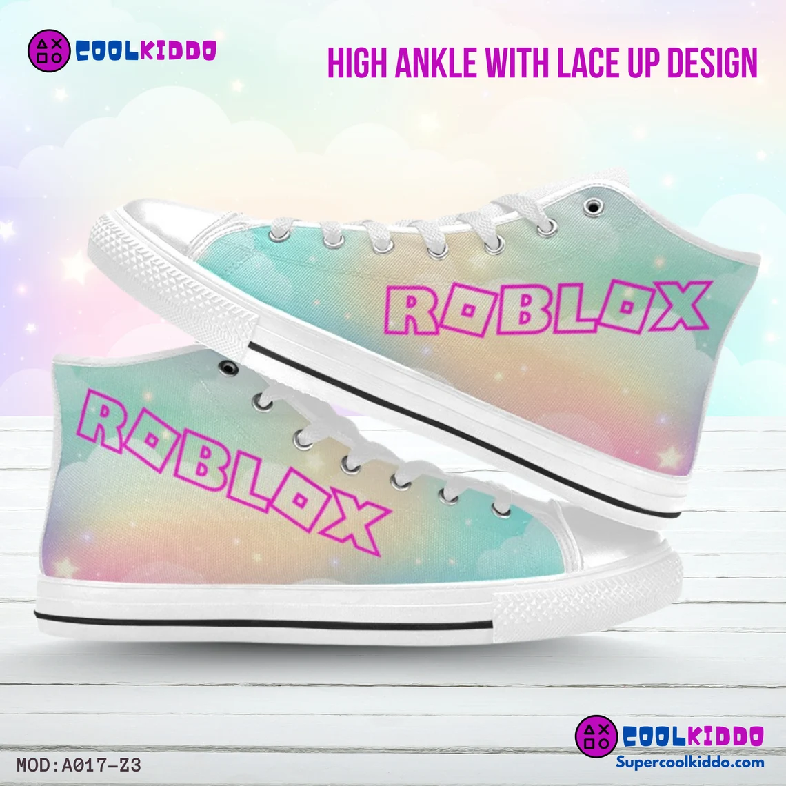 Roblox Girls Video Game High Top Sneakers – Custom Canvas Shoes for Kids/Youth Cool Kiddo 12