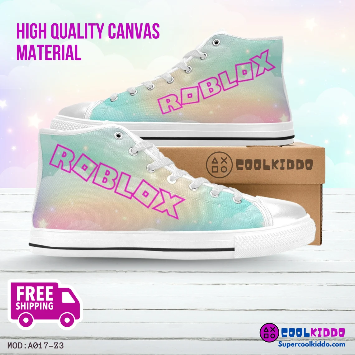 Roblox Girls Video Game High Top Sneakers – Custom Canvas Shoes for Kids/Youth Cool Kiddo 14