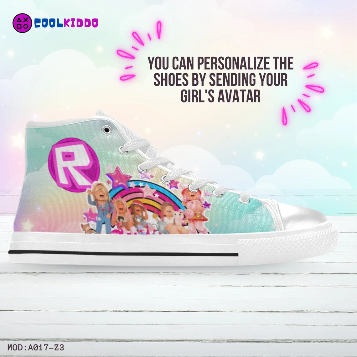 Roblox Girls Video Game High Top Sneakers – Custom Canvas Shoes for Kids/Youth Cool Kiddo 16