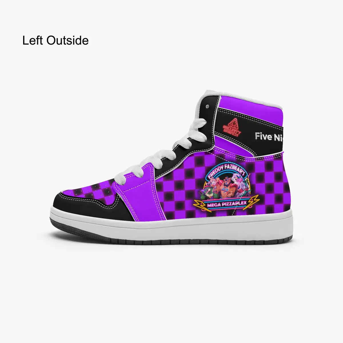 Five Nights at Freddy’s Security Breach Character High-Top Leather Black and Purple Shoes FNAF, 5NAF Cool Kiddo 22