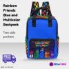 Blue Rainbow Friends Twin Handle Backpack – Name Personalization Optional Cool Kiddo 24