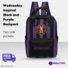 Wednesday Addams Uniform Inspired Black and Purple Backpack, Youth Book Bag for School, Nevermore Academy Rucksack Cool Kiddo 28