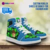 Kids ROBLOX Characters High-Top Shoes Leather Green and Blue, Jordans Style Sneakers Cool Kiddo 28