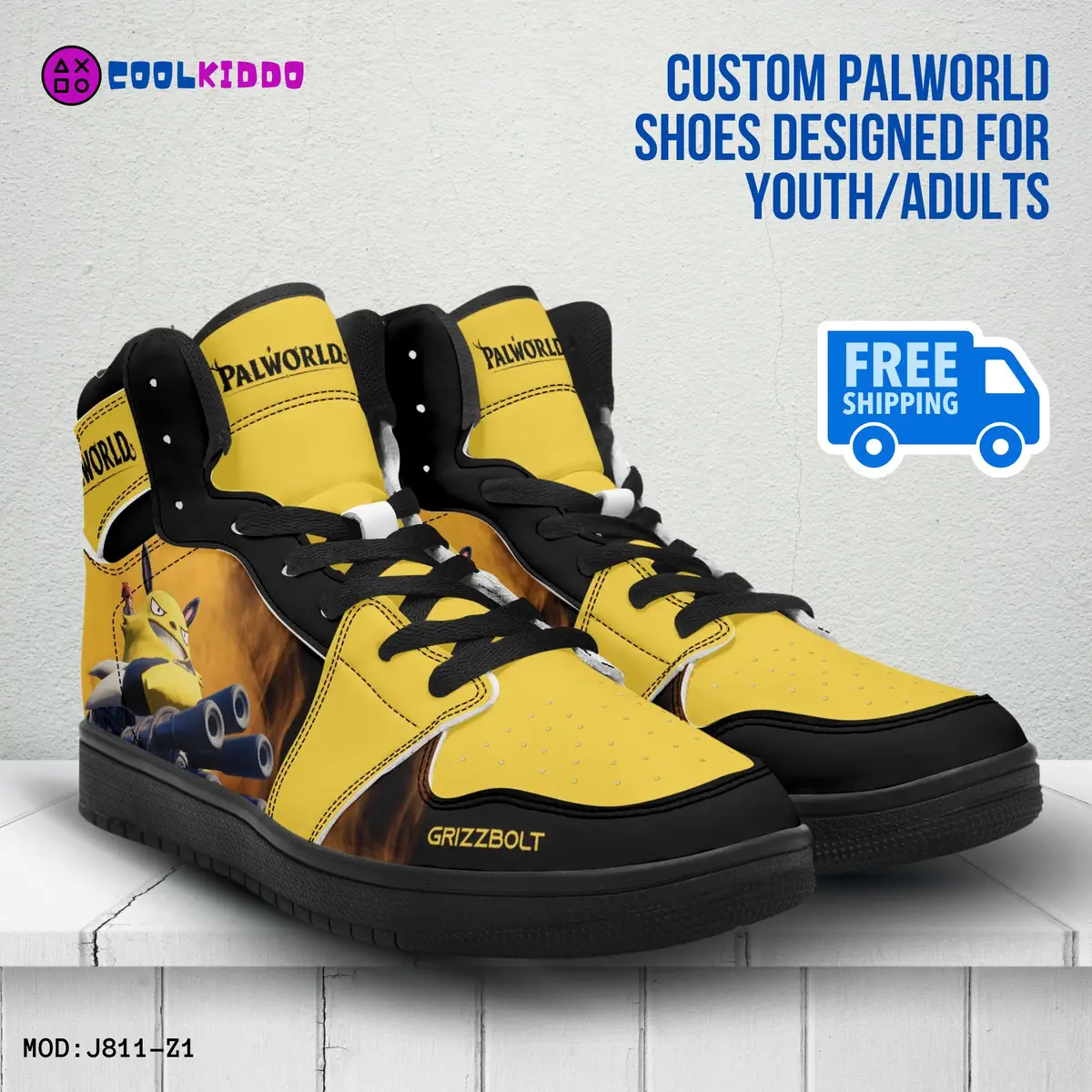 Grizzbolt Palworld New Video Game High-Top Shoes, Leather Sneakers for Youth/Adult Cool Kiddo 12