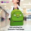 Green Angry Birds Pig Face Little Backpack – Fun All-Over Print Leather Street Bag For Girls Cool Kiddo 26