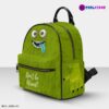 Green Monster Face Little Backpack – Flurry Simulation Fun All-Over Print Leather Street Bag For Girls Cool Kiddo 24