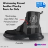 Wednesday Addams Inspired, Casual Leather Chunky Black Boots for Girls, Optional Personalized Name, Street Shoes Cool Kiddo 36